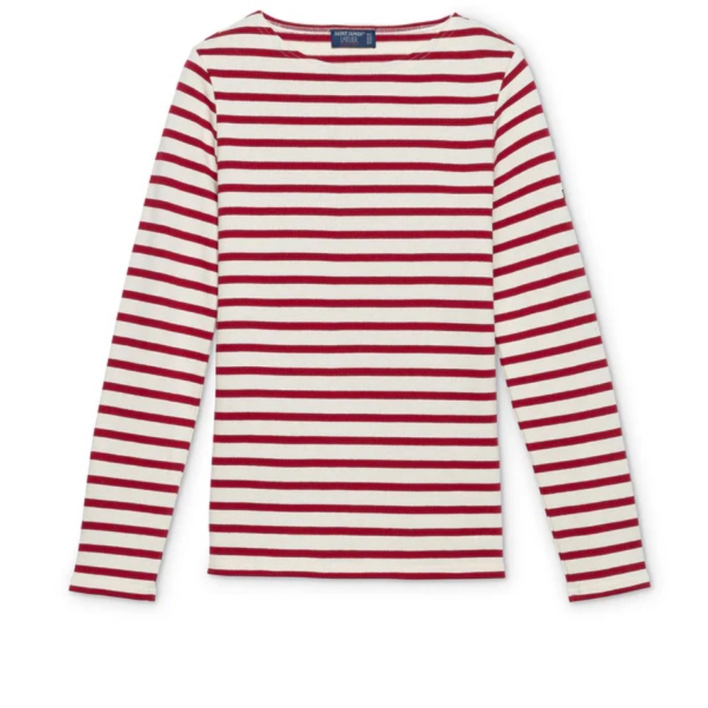 Saint James Cream and Red Striped Long-Sleeve Top